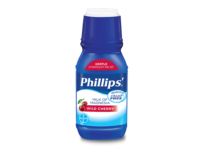 Phillips' Milk of Magnesia wild cherry flavored product bottle
