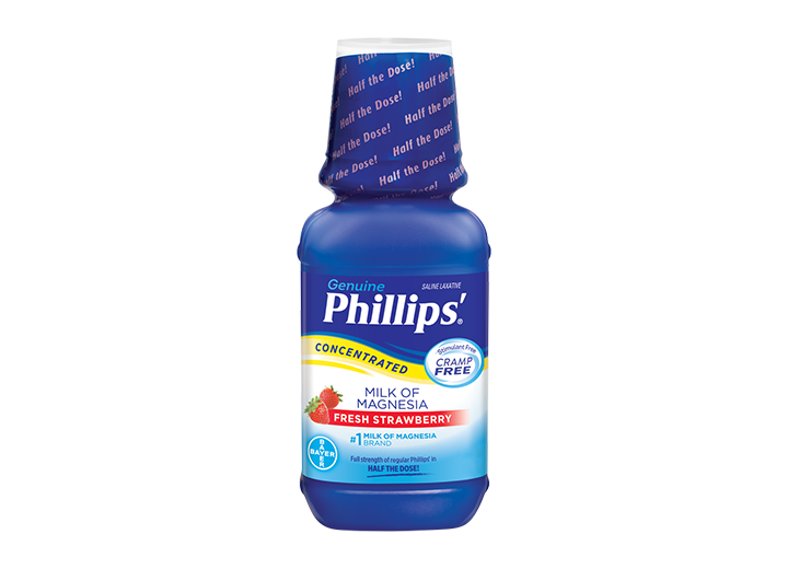 Phillips' Milk of Magnesia fresh strawberry flavored product bottle