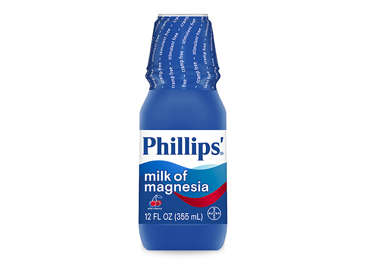 Phillips' Milk of Magnesia wild cherry flavored product bottle
